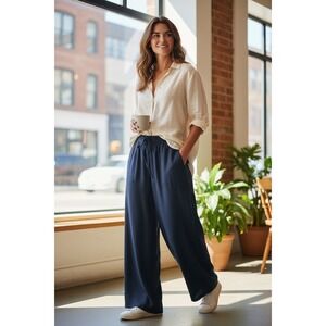 Whistles Womens Viscose Blend Cropped Pants Drawstring Waist Trousers Sze 8 NWOT